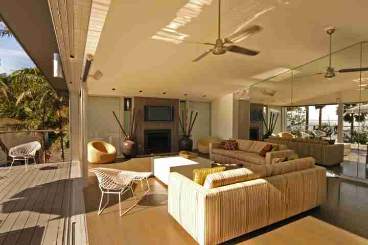 Byron Bay Villa Living Space Lounge onto Deck, Premium Family Accommodation for your Australia Holiday