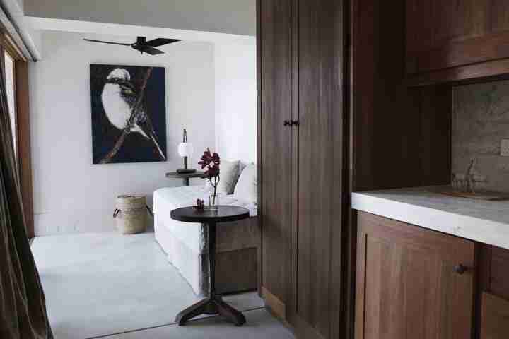 Modern Art and Wooden Furnishings at Gaelforce Luxury Holiday Accommodation Palm Beach NSW