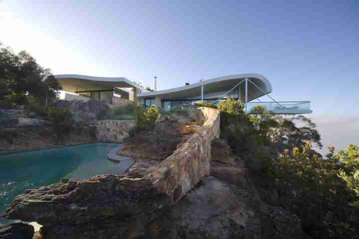 The Seidler House Private Stone Pool in Contemporary Luxury Accommodation Australian Southern Highlands