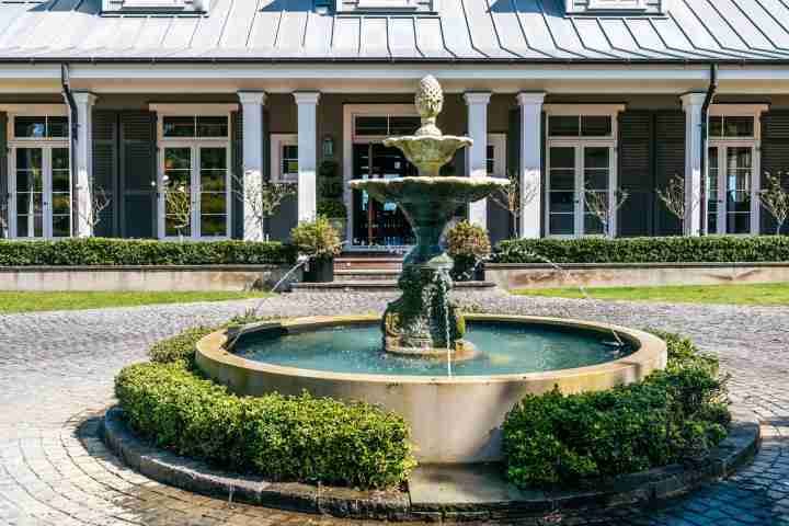Fountain in private entrance, experience quality and beauty at Te Rere Estate
