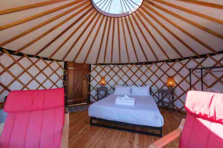 Awaawa Yurts Papa Yurt Interior with Bed