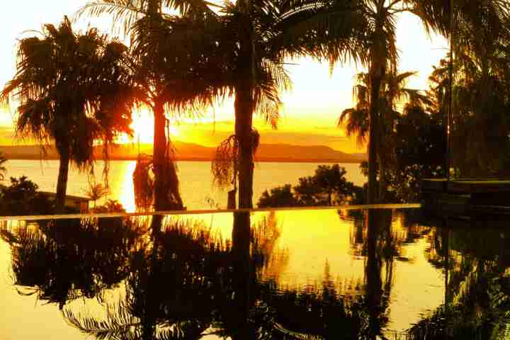 Byron Bay Villa Pool at Sunset, Luxury Accommodation Australia