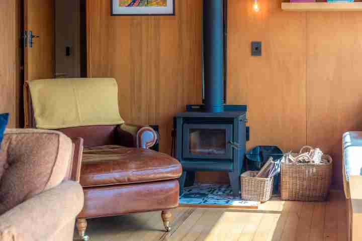 Cosy fireplace at Ocean Belle Onetangi