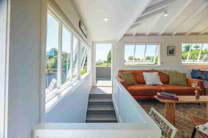 Gulf Island Views Staircase to bedrooms and bathroom