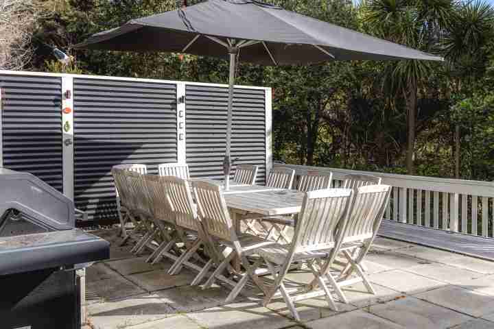 Large outdoor dining area The Boat House at Arran Bay